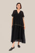 Embroidered short sleeves long dress